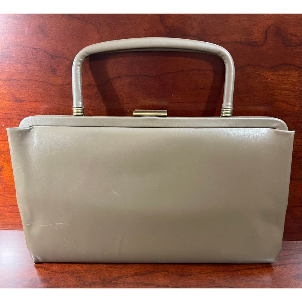 Vintage Garay Brown Pleather Evening Bag Clutch Purse With Square Handle